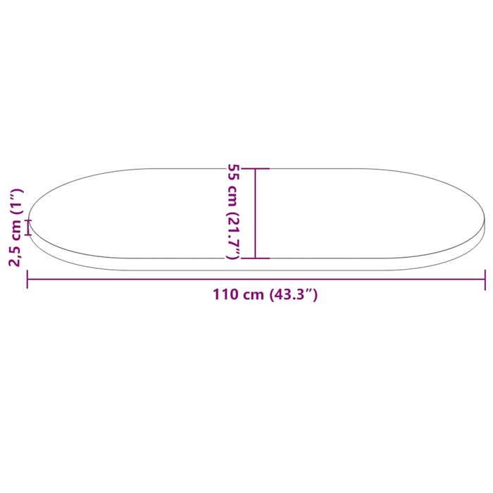 VidaXL Table Top White 110x55x2.5 Cm Solid Pine Wood Oval 824366