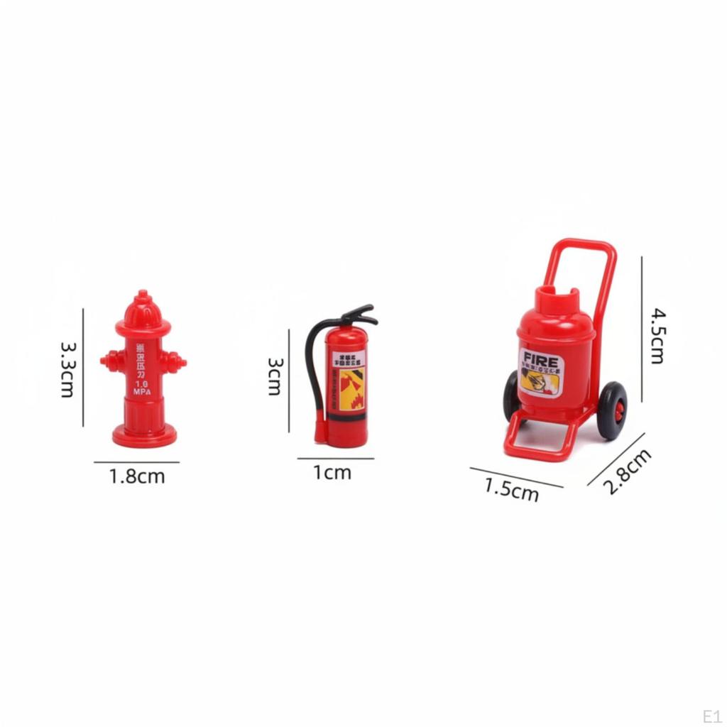 3 Pieces Miniature Fire Fighting Set Realistic Dollhouse Suppression Device Decorative