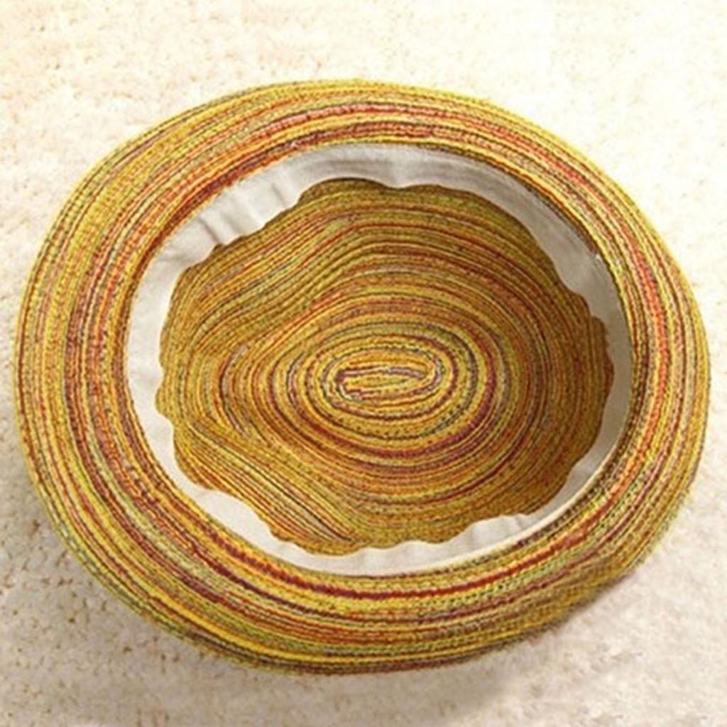 Kvinnor sommar Bohemia stil halmhattar Vikbar randig flätad rep strandsolhatt