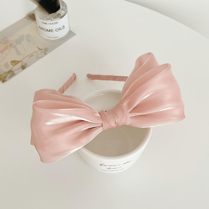 Double Layer Oversized Bow Headband for Ladies | Elegant Solid Color Simple Versatile Shopping Party Hair Clip
