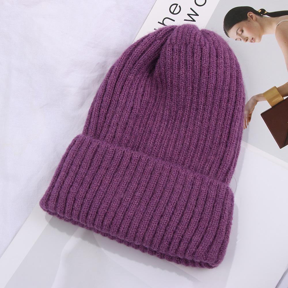 New Fashion Thicken Warm Soft Slouchy Bonnet Wool Knit Beanies Hedging Cap Ski Hat