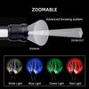 4 in 1 Zoomable Hunting Flashlight 30W 4000LM White+Green+Red+Blue 7 Modes Multi-color Outdoor Waterproof Type-C Charging Torch