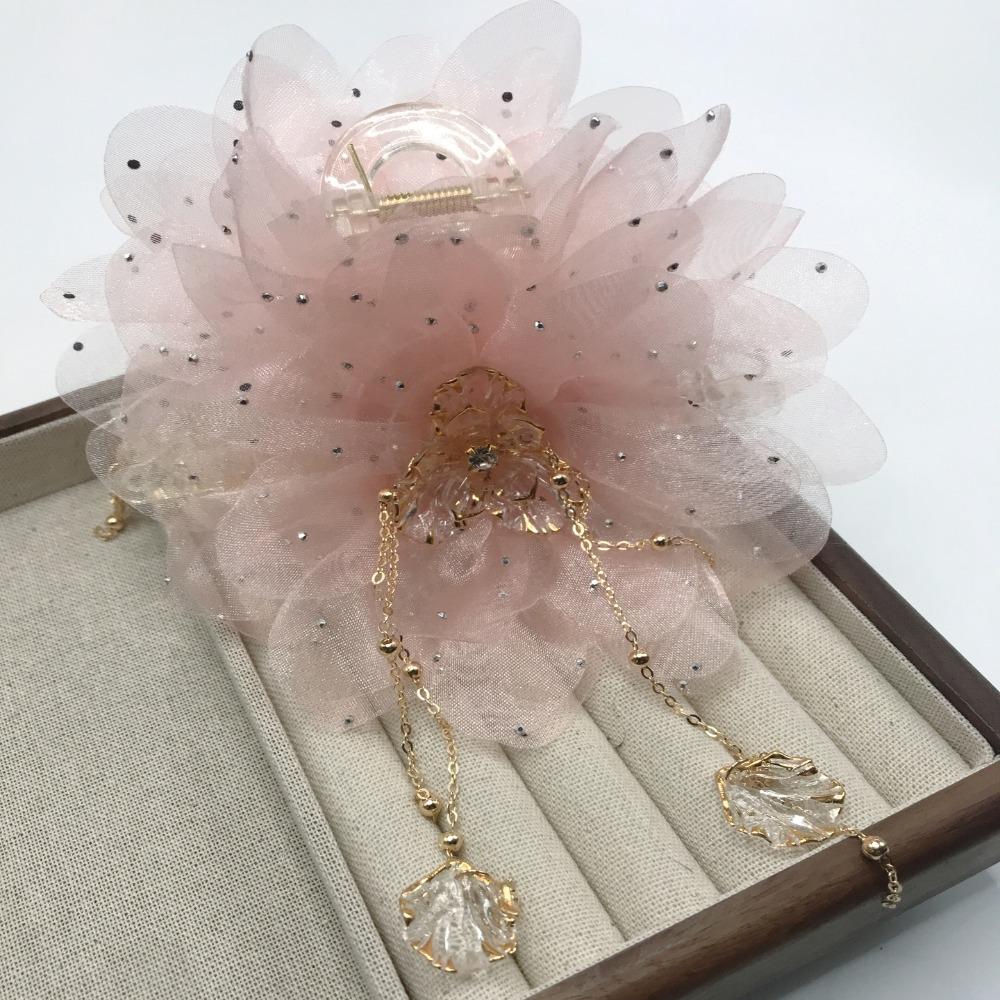 Tassel Grasping Clip Peony Flower Shark Clip Fashion Hair Claw  Girl