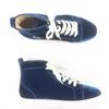 Ausgezeichnete Christian Louboutin High-Top-Sneaker LOUIS ORLATO FLAT blauer Samt 40 Gebraucht