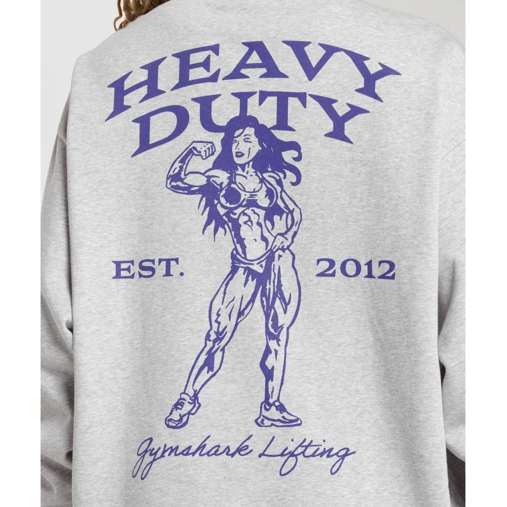 Gymshark Heavy Duty Graphic Oversized Pullover Light Grey Core Marl B3c3t Gbcn