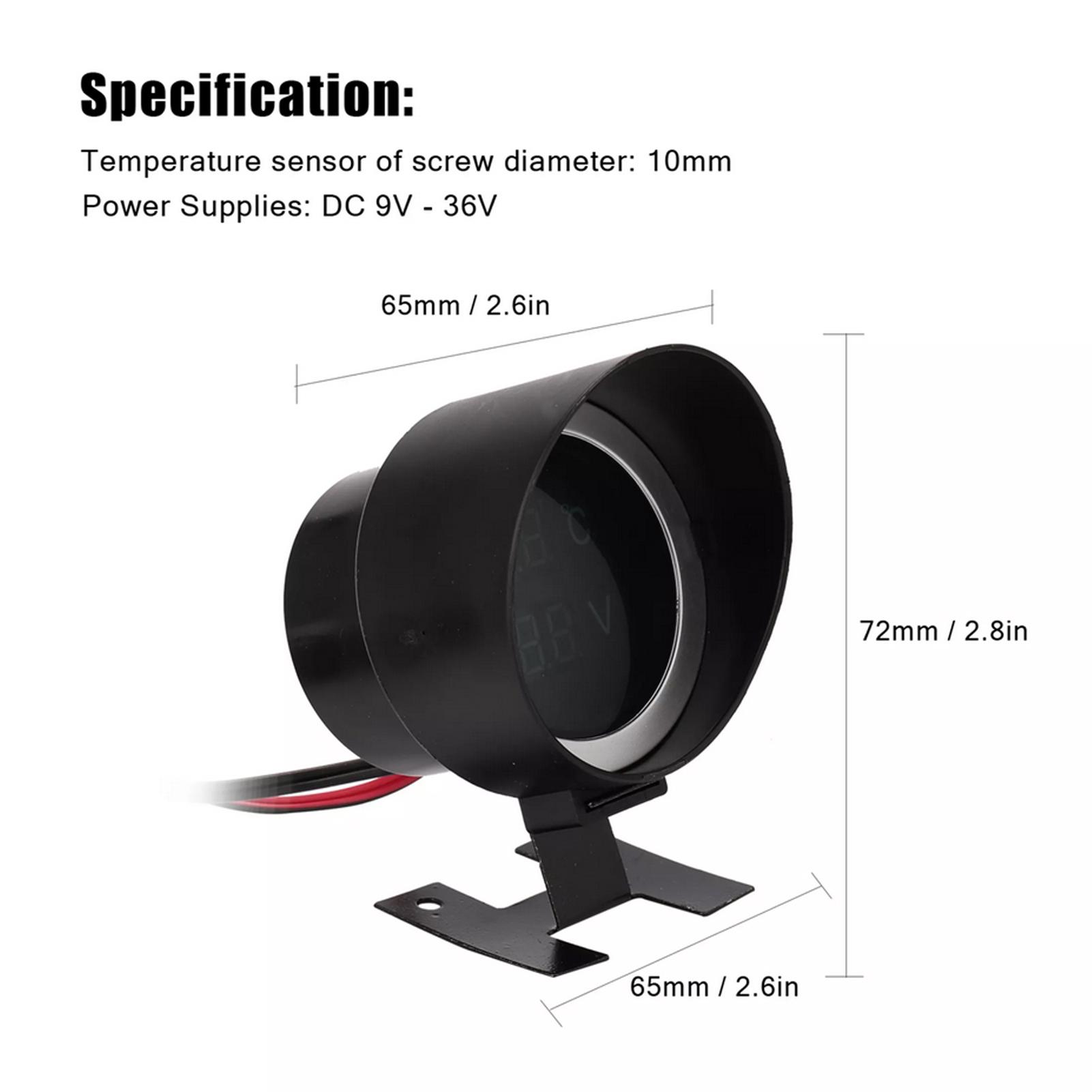 

2 в 1 Светодиодный Цифровой Автомобильный Грузовой Датчик Температуры Воды Датчик Температуры Temperatura Moto + Вольтметр Вольт Метр Напряжения 12В чёрный