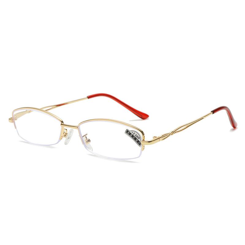 Metal Half-Frame Anti-Blue Reading Glasses Plain Age-Reducing Reading Glasses Women'S Ultra-Light Elderly Reading Glasses