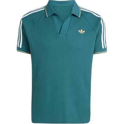 Originals Waffle Knit Retro Striped Short Sleeve Polo Shirt Men Polo Shirts Detective-Green Light-Orange-Yellow White KC0691