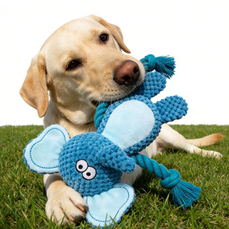Squeaky Plush Cotton Rope Dog Toy For Interactively Play Teeth Cleaning And Anxieties Relief In Small Media Dog