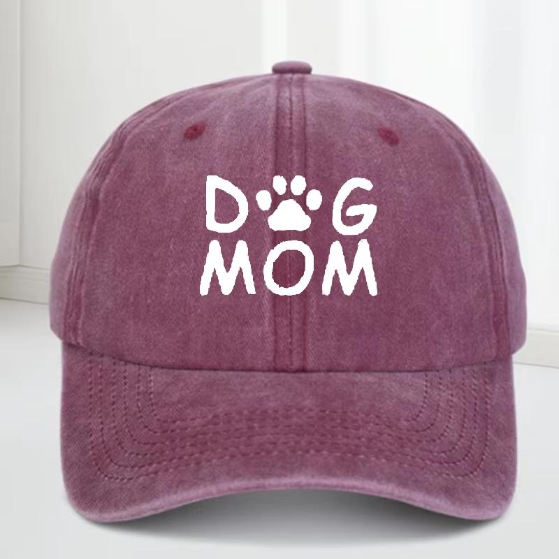 Unisex's and Women's Universal Dog Paw Print DAD & MOM Letter Retro Washed Soft Top Baseball Cap, Adjustable for All Seasons