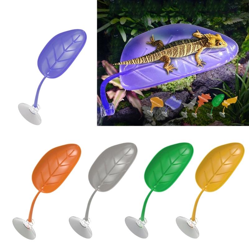 Lizards Basking Platform Tanks Accessories Leaf Shape Bearded Dragon Basking Platform with Suction Cup Decorations
