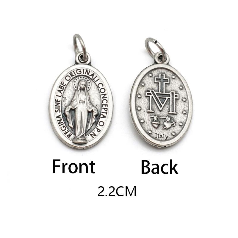 Breloques métalliques réversibles pour colliers, bracelets, accessoires de bricolage, grande médaille ovale de saint pour tout type de chaîne ou de collier, bijoux chrétiens