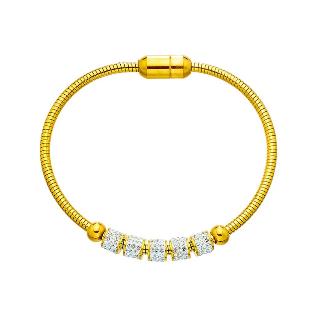 316L Edelstahl Goldfarben Strass Perlenarmband Für Damen Mode Damen Magnetverschluss Armreifen Schmuck GeschenkeDI