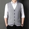 Men V‑Neck Knitted Vest Sleeveless Single Breasted Jacquard Waistcoat Casual Knit Sweater Gilet Male Daily Business Vest
