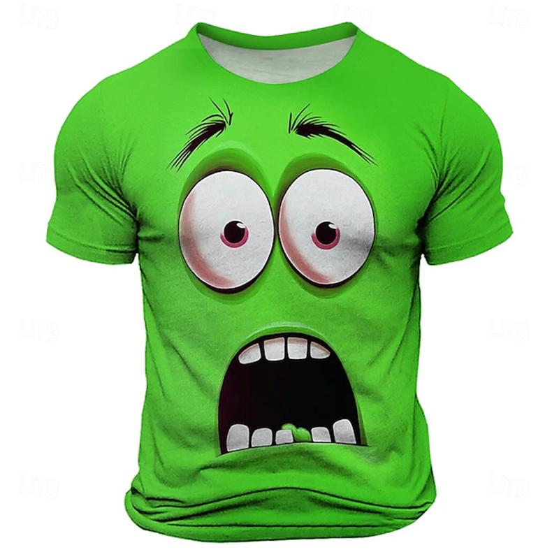 Summer Short-sleeved Funny Face Graphic T-shirts for Men's 3D Printing Casual Funny T-shirt Street Outdoor Men's and Women's Tee Tops