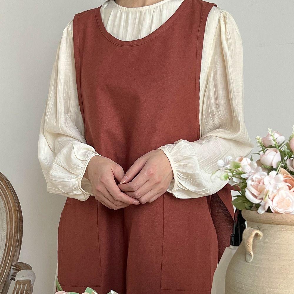 Pure Cotton Waterproof Apron Japanese Korean Style Chef Apron Household Sleeveless Apron  Florist