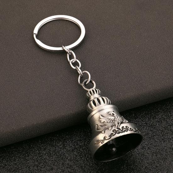 Keychain Pendant Traditional Pattern Retro Bell Design Crisp Ringing Sound Key Holder with Metal Key Ring Backpacks Suitcases Accessory