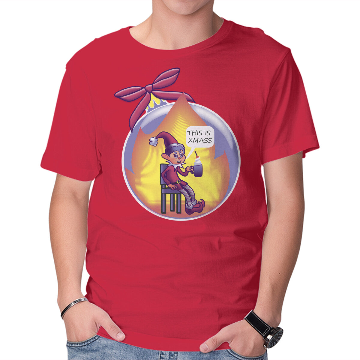 Unisex Crew Neck T-Shirt This Is Xmas Graphic Short Sleeve Casual Tee XXXXL