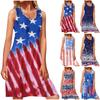 Women's Fashion Casual Loose Round Neck Beach Print Vest Sleeveless Dress