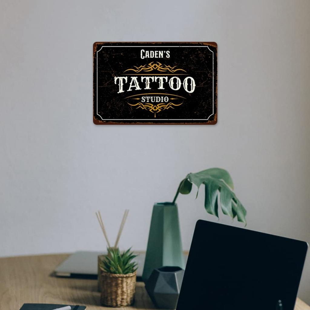 Personalized Vintage Metal Sign Tattoo Barber Shop Man Cave Garage Wall Art