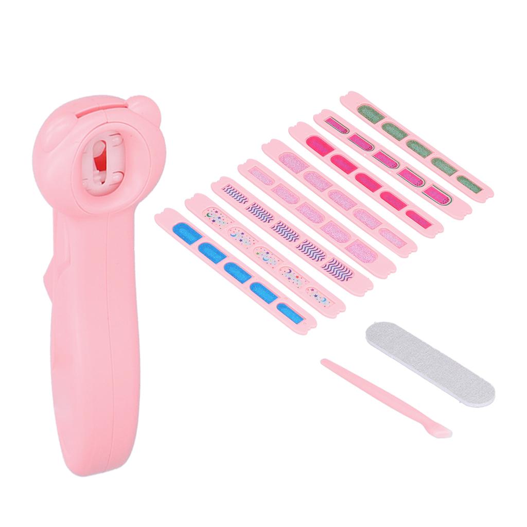 Nail Stamping Machine Set Glitter Stickers Nail File Children DIY Nail Art Printer Kit