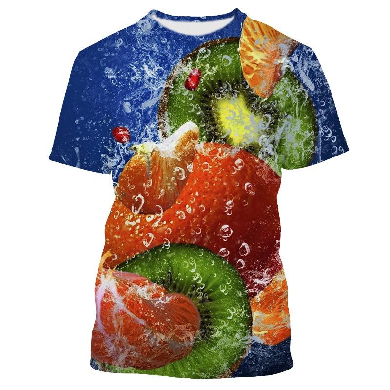 Früchte Beeren Muster Herren T-Shirt Lässig Herren Weich Locker Kurzarm Kleidung Modisch Streetwear Lustig Rundhals Oberteile