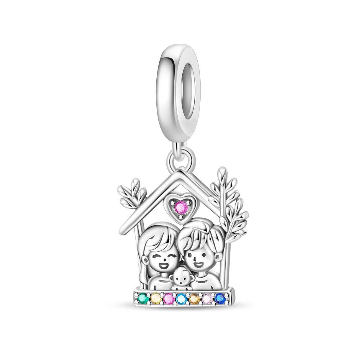 2026 Family Charm Love Lucky Hourglass Charm Beads DIY Jewelry Necklace Bracelet Accessories 925 Silver