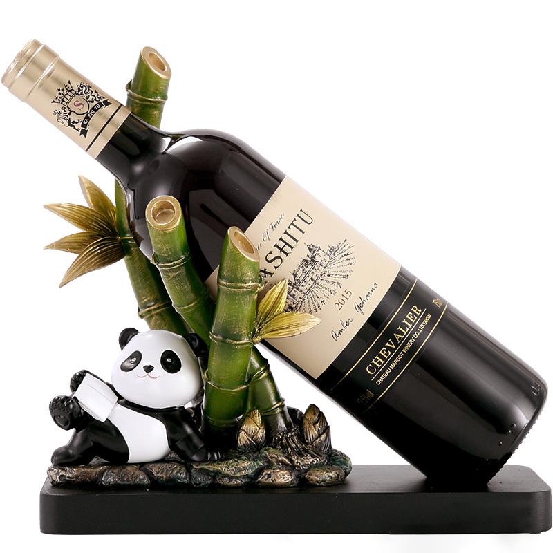 New Cartoon Panda Bamboo Wine Rack Ornament Living Room Entrance Wine Cabinet TV Cabinet Decoration Housewarming Birthday Gift