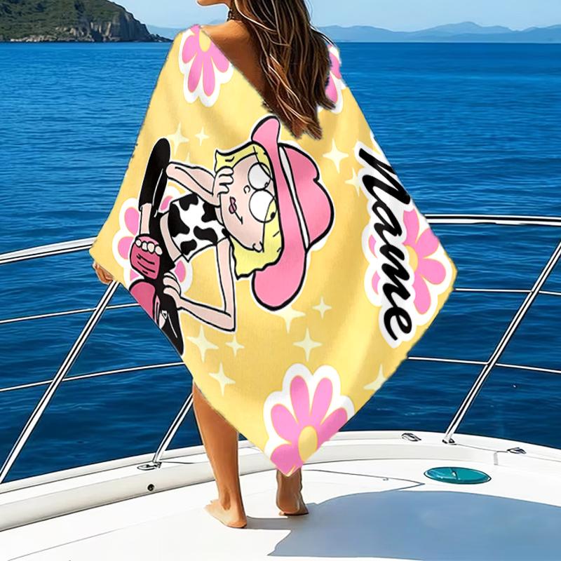 1pc Lizzie McGuire Y Sus Locuras2 Beach Towel with Custom Name, Beach/Swimming/Bath/Picnic/Camping Towel, Suitable for Seaside Beaches