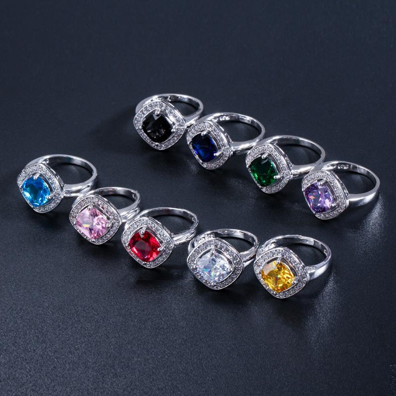 CMM Classic Design 0.8 Ct Princess Cut Fashion Square AAA+ CZ Zirconia White Golden Engagement Women Rings