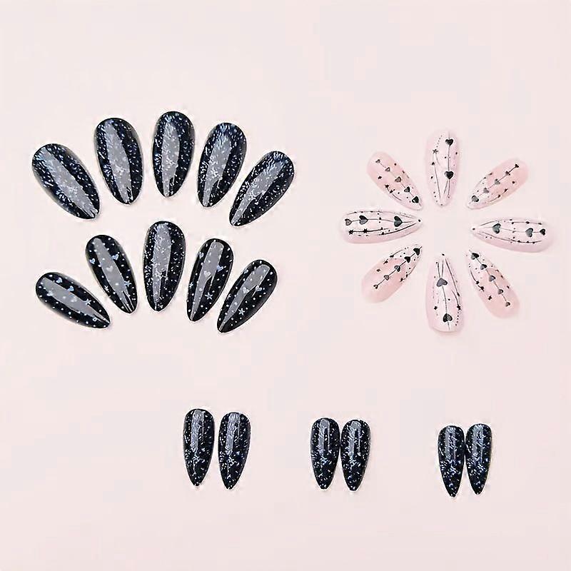 Wearing fake nails nail stickers wearing nail ins style nail pieces into press on nails black
