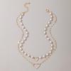 New Double Necklace Female Imitation Pearl Crystal Heart Pendant Gift Bohemia Style Accessories for Women