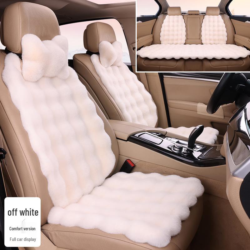 Plush Faux Rabbit Fur Car Seat Cushion: Luxurious Lumbar Support for Autumn and Winter Comfort