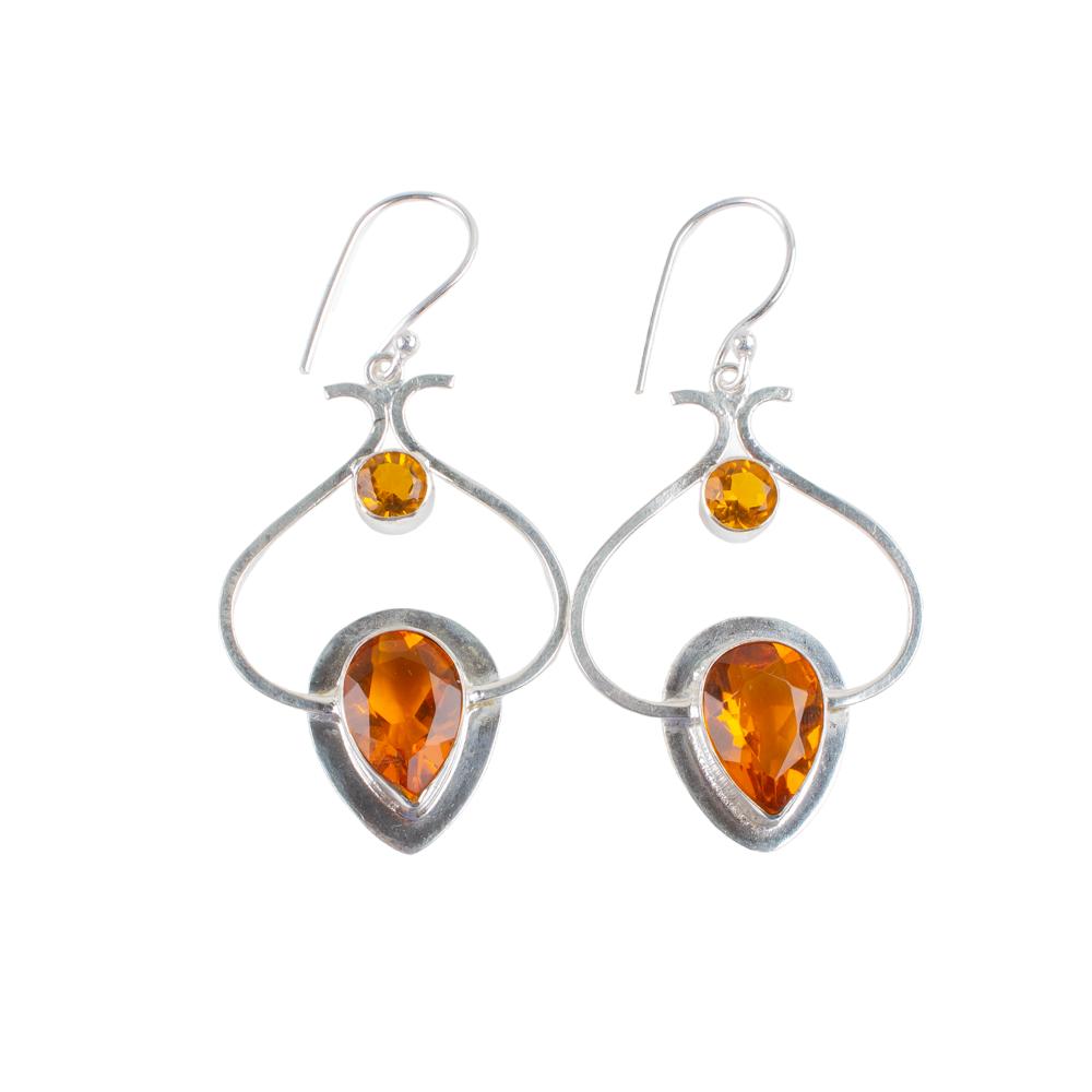 Citrine Gemstone 925 Sterling Silver Jewelry Handmade Earrings2.2" Gift For Her EE-80-2