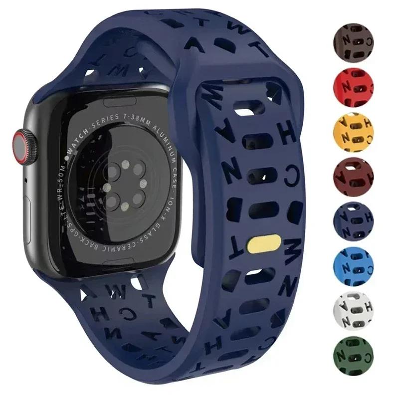 Silicone Sport Band For Apple Watch ultra Band 49mm 40mm 41mm 42mm 49mm 44mm 45mm Rubber correa Strap iwatch series 11 10 9 8 7 Ultra 3 2 1