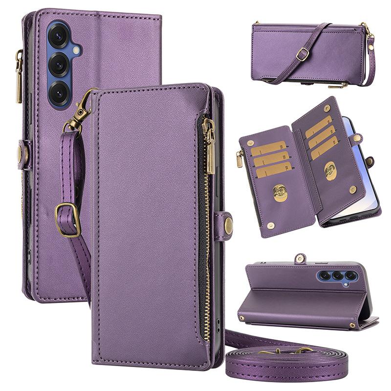 Simple leather protective case, flip zipper, mobile phone case, wallet, leather case, card storage, protective mobile phone case.