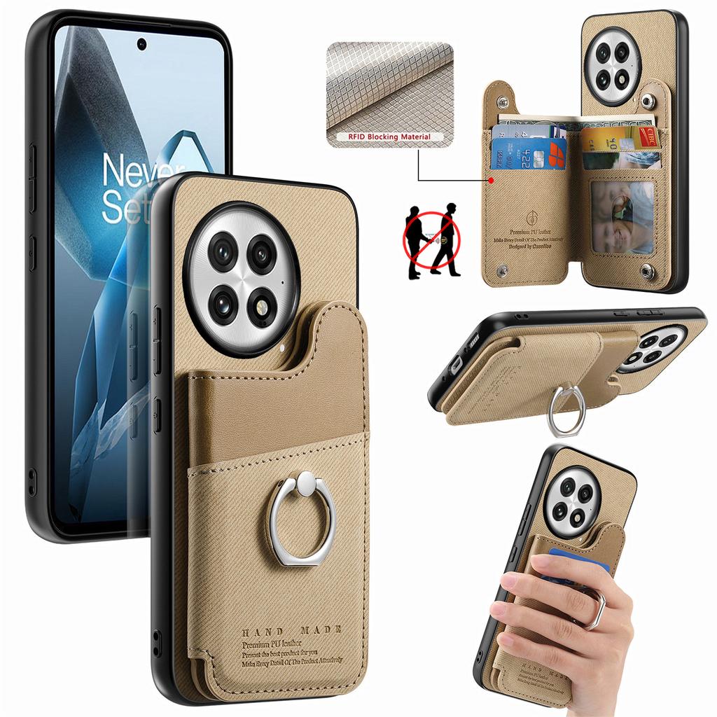 For OnePlus 13 Case with Card Holder Kickstand Leather+TPU+PC Phone Cover