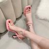 2024 New Womans Pink Sandals Ladies Platform High Heels Sandalias Shoes for Women Bluckle Summer Casual Black Beach Shoes White