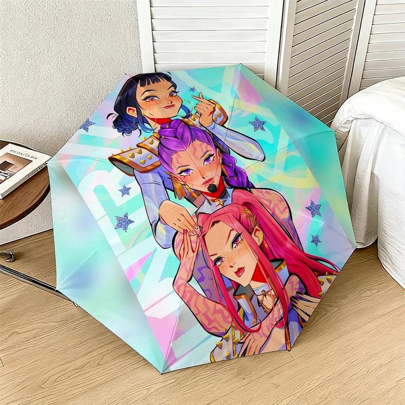 Harajuku Girls Portable 3 Folds Umbrella Portable Windproof Folding Rain Umbrella For Travel Outdoor Sun Protection Travel Outdoor Gift