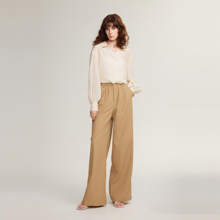 ELLE French Design Elegant High-End Unique Quality Long Sleeve Shirt Women tops Off-White EM48781