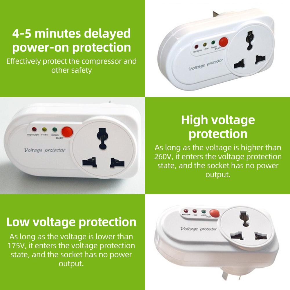 Elektronická napěťová a přepěťová ochrana pro ledničku s jednou zásuvkou 2000W 16A nástěnná domácí
