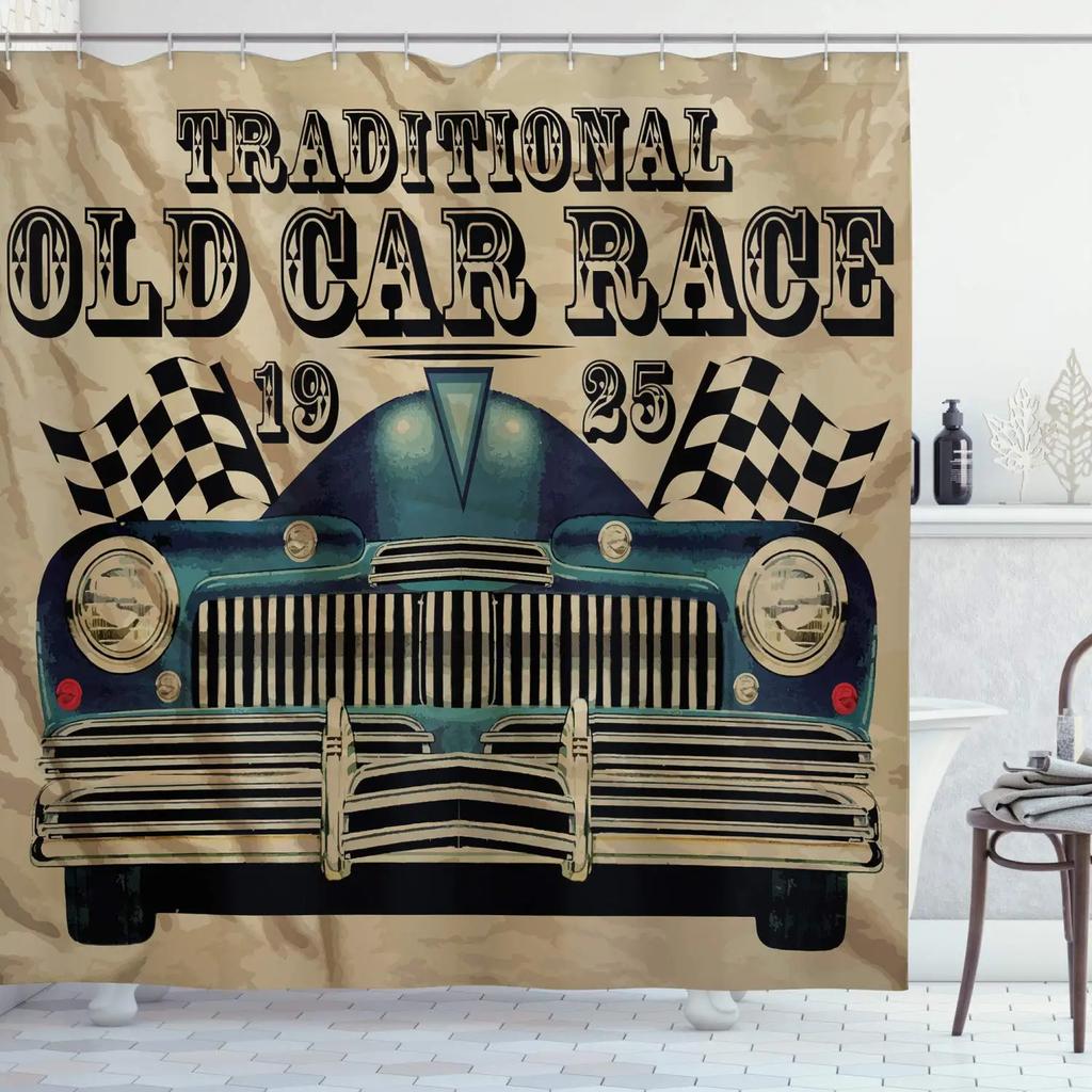 Race Car Shower Curtain Fabric Bathroom Sports Car Shower Curtains Cool Automobile Speed Racing Car Shower Curtain Waterproof
