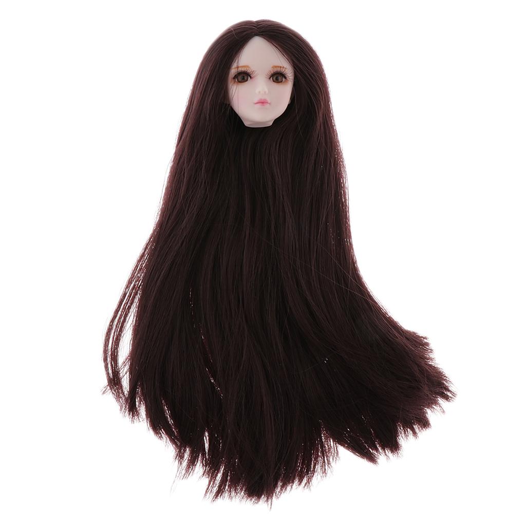 Perruque Longue Pour Poupée - Cheveux Brun Doré, Tour De Tête 15-17cm, Neuve