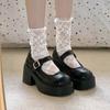Brązowe retro francuskie buty na wysokiej platformie, damskie 2025 nowe jesienne buty Mary Jane na grubym obcasie, lekkie, pojedyncze buty z odkrytym podbiciem