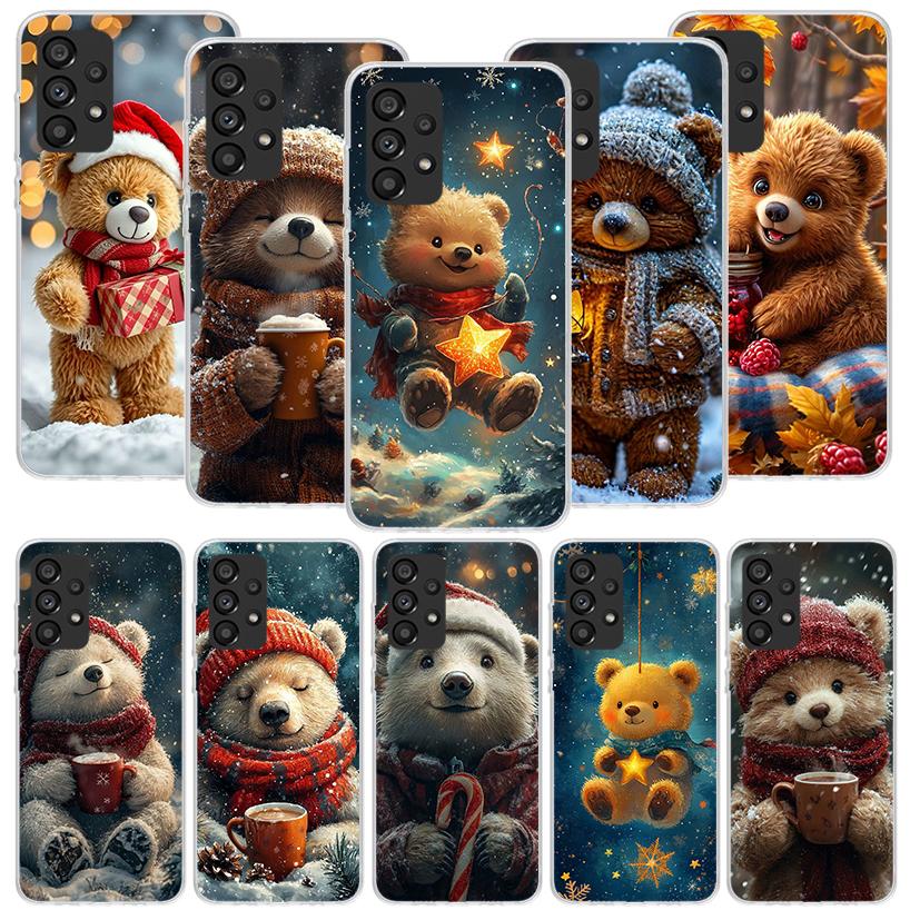 Animal Brown Cute Bear Phone Case for Samsung Galaxy A17 A16 A15 A14 A13 A57 A56 A55 A54 A53 A37 A36 A35 A34 A33 A26 A25 A24 A23