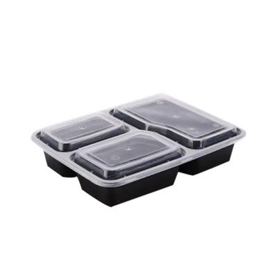 Anjuxiansen Schwarze Einweg-Plastik-Essensboxen mit 3 Fächern
