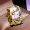 Hot Selling Thai Blue Enamel Colorful Floral Ring Butterfly Glue Ring Plum Blossom