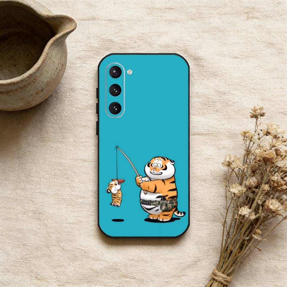 Cute Little Fat Tiger Phone Case For Samsung Galaxy A73,A72,A71,A70,A52,A51 Others Soft Black Cover