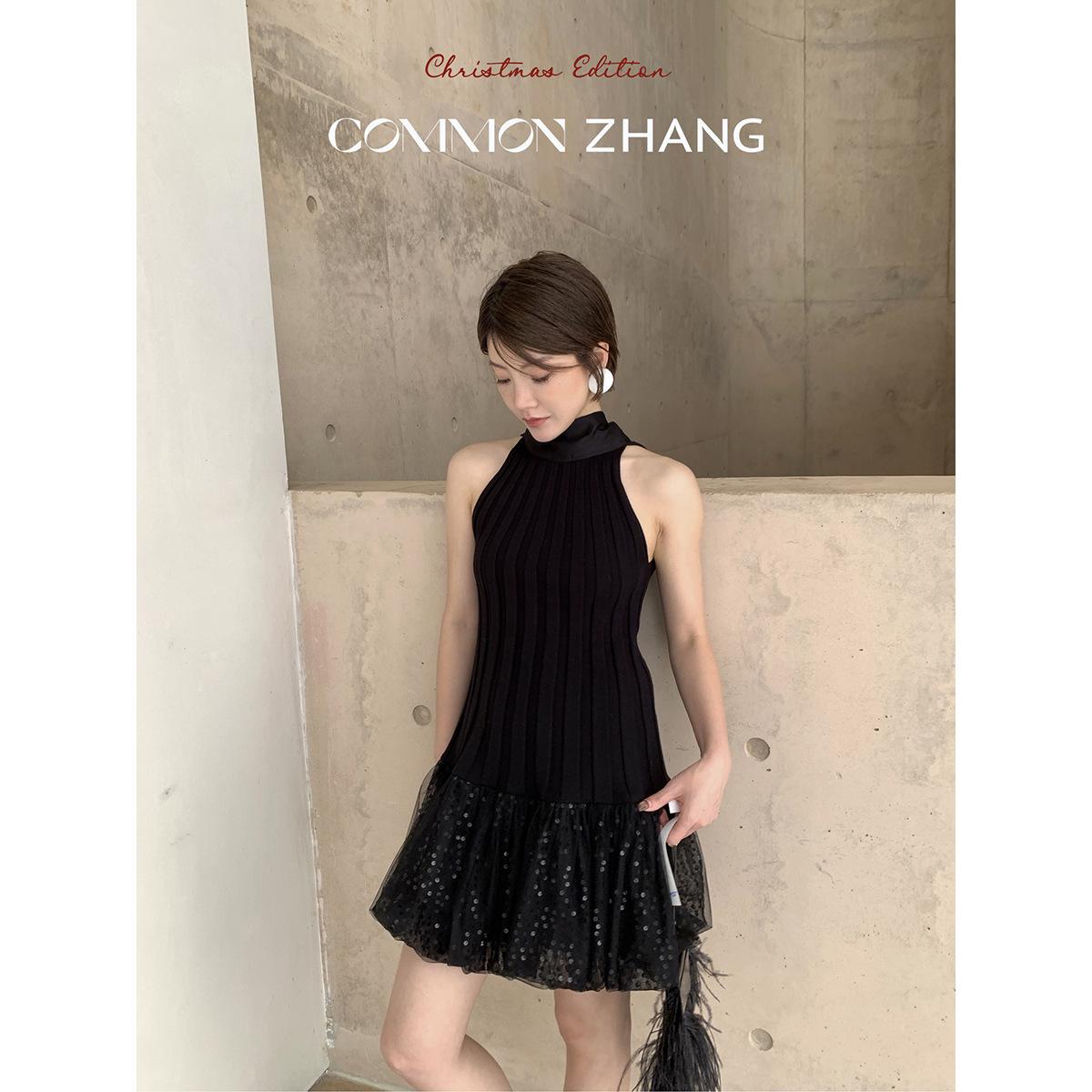 

CZ ZHANG Women s Sequin Patchwork Halter Mini Dress - B46327 Medium чёрный
