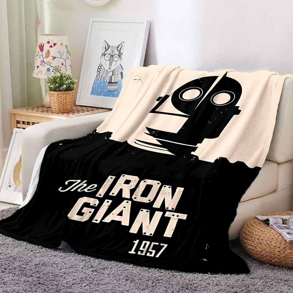 

1pc Iron Giant Flannel Throw Blanket - HD Printed Lightweight Soft Warm All-Season Blanket for Sofa, Bed, Travel003 130cmx150cm